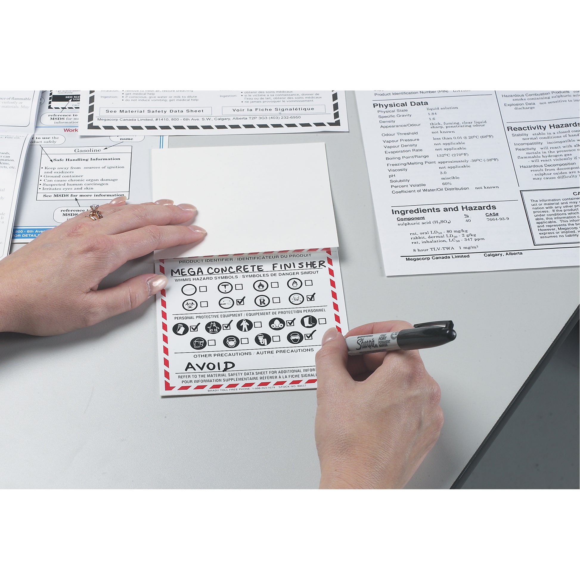 Brady WHIMIS OTS Labels, Vinyl, Sheet, 5" L x 5" W