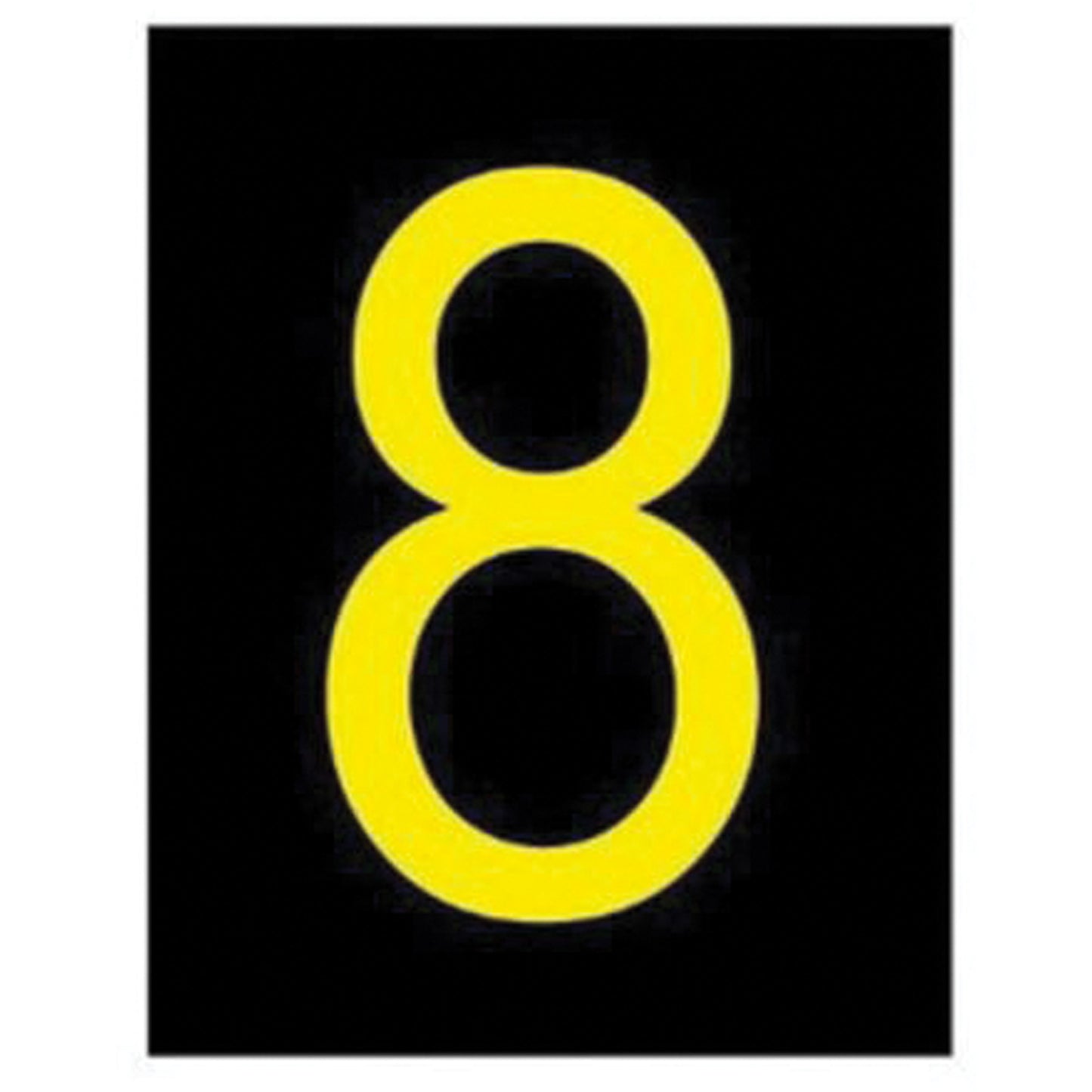 Brady Reflective Individual Number and Letter Labels, 8, 2-1/2" H, Yellow on Black