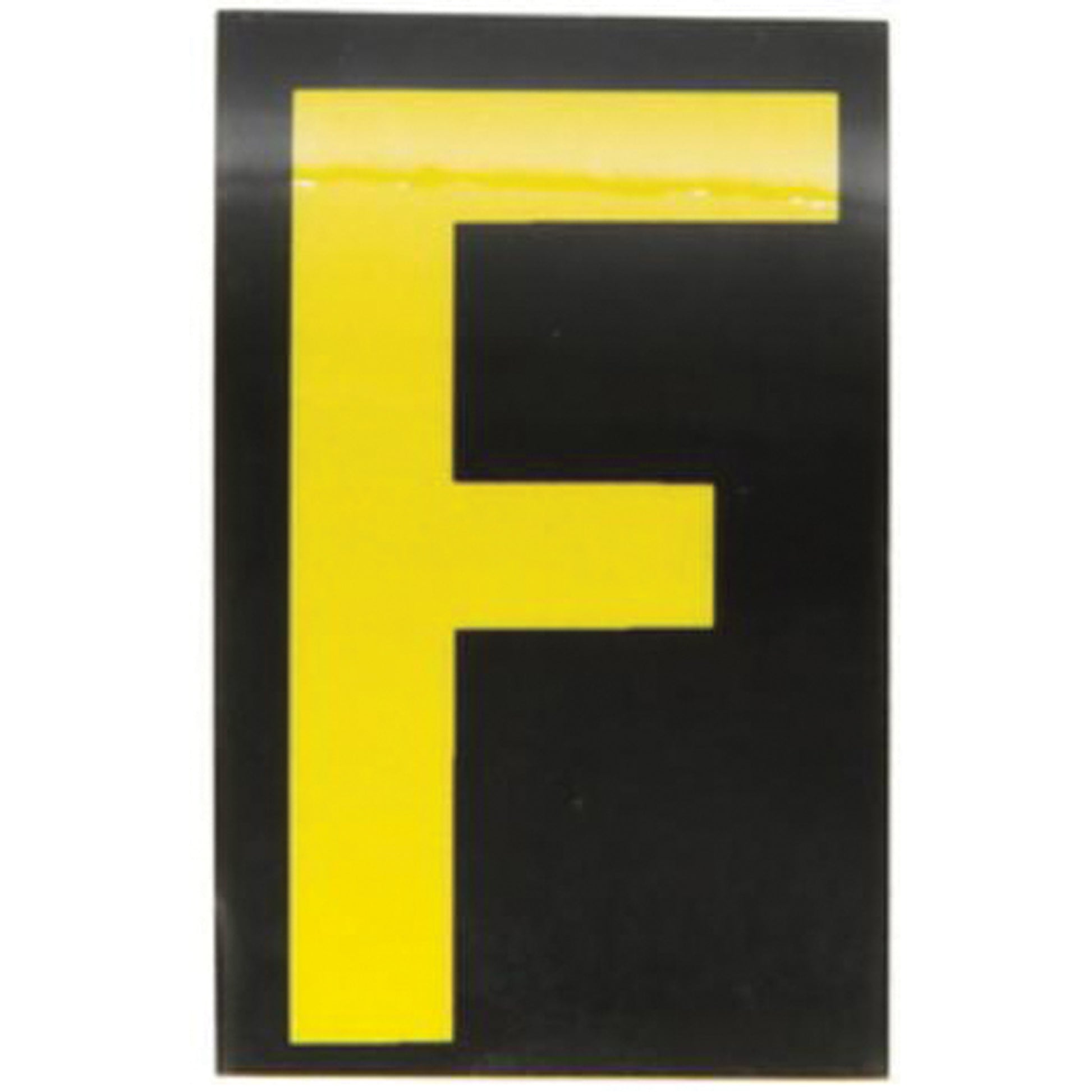 Brady Reflective Individual Number and Letter Labels, F, 2-1/2" H, Yellow on Black