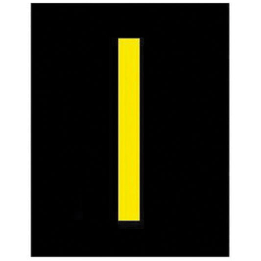 Brady Reflective Individual Number and Letter Labels, I, 2-1/2" H, Yellow on Black