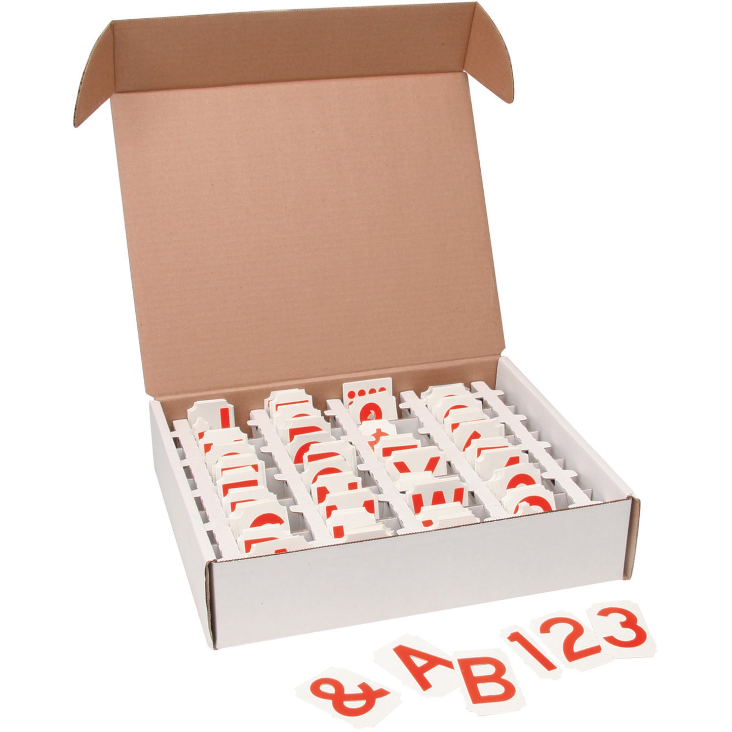Brady Quick-Align® Individual Gothic Labels Kit, Assorted Numbers/Letters/Punctuation, 4" H, Red