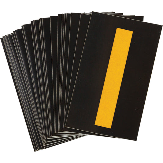 Brady Reflective Individual Number and Letter Labels, I, 1-1/2" H, Yellow on Black
