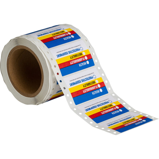 Brady "Protective Equipment" Self-Laminating Labels, Paper, Roll, 3" L x 1-7/8" W