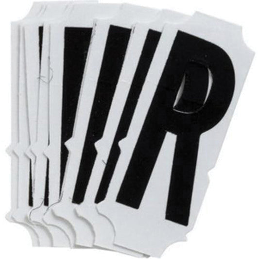 Brady Condensed Quick-Align® Individual Gothic Number & Letter Labels, R, 2" H, Black