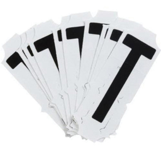 Brady Condensed Quick-Align® Individual Gothic Number & Letter Labels, T, 2" H, Black