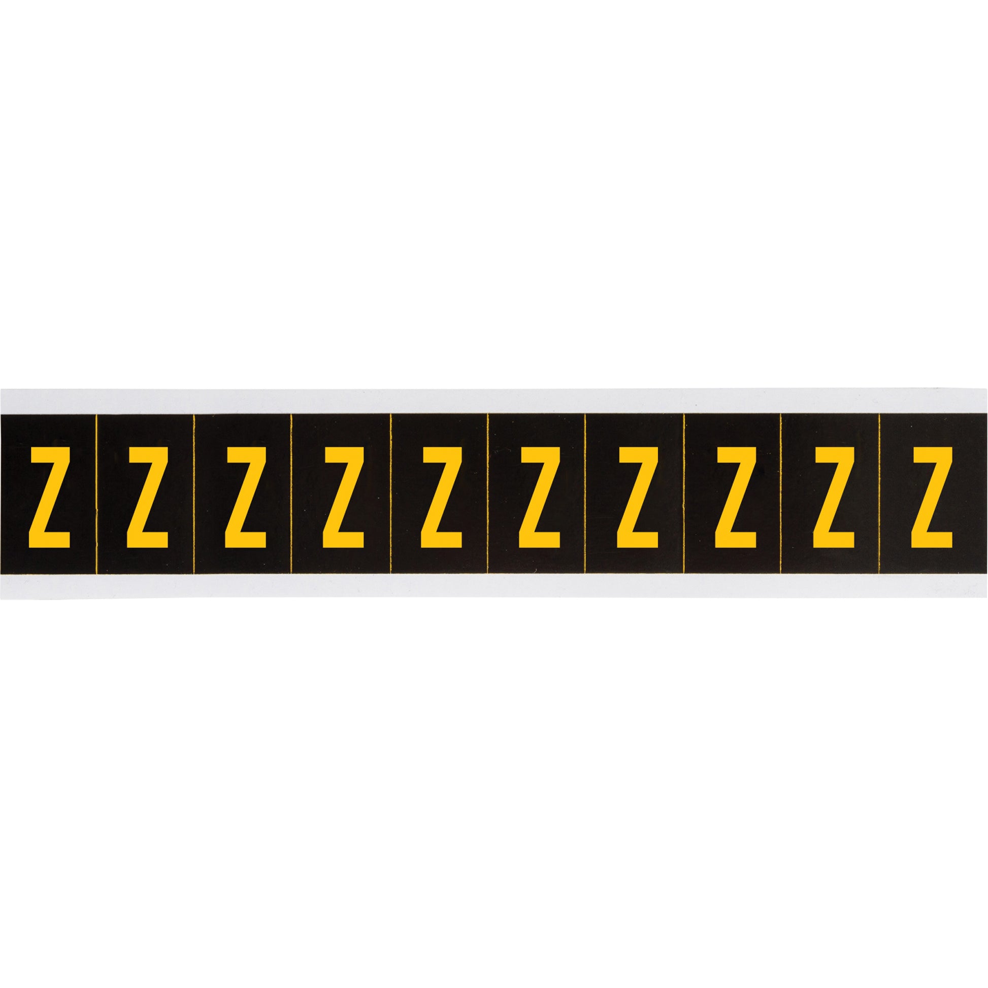 Brady Individual Number & Letter Labels, Z, 2" H, Yellow on Black