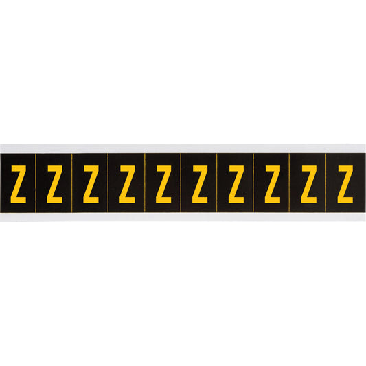 Brady Individual Number & Letter Labels, Z, 2" H, Yellow on Black