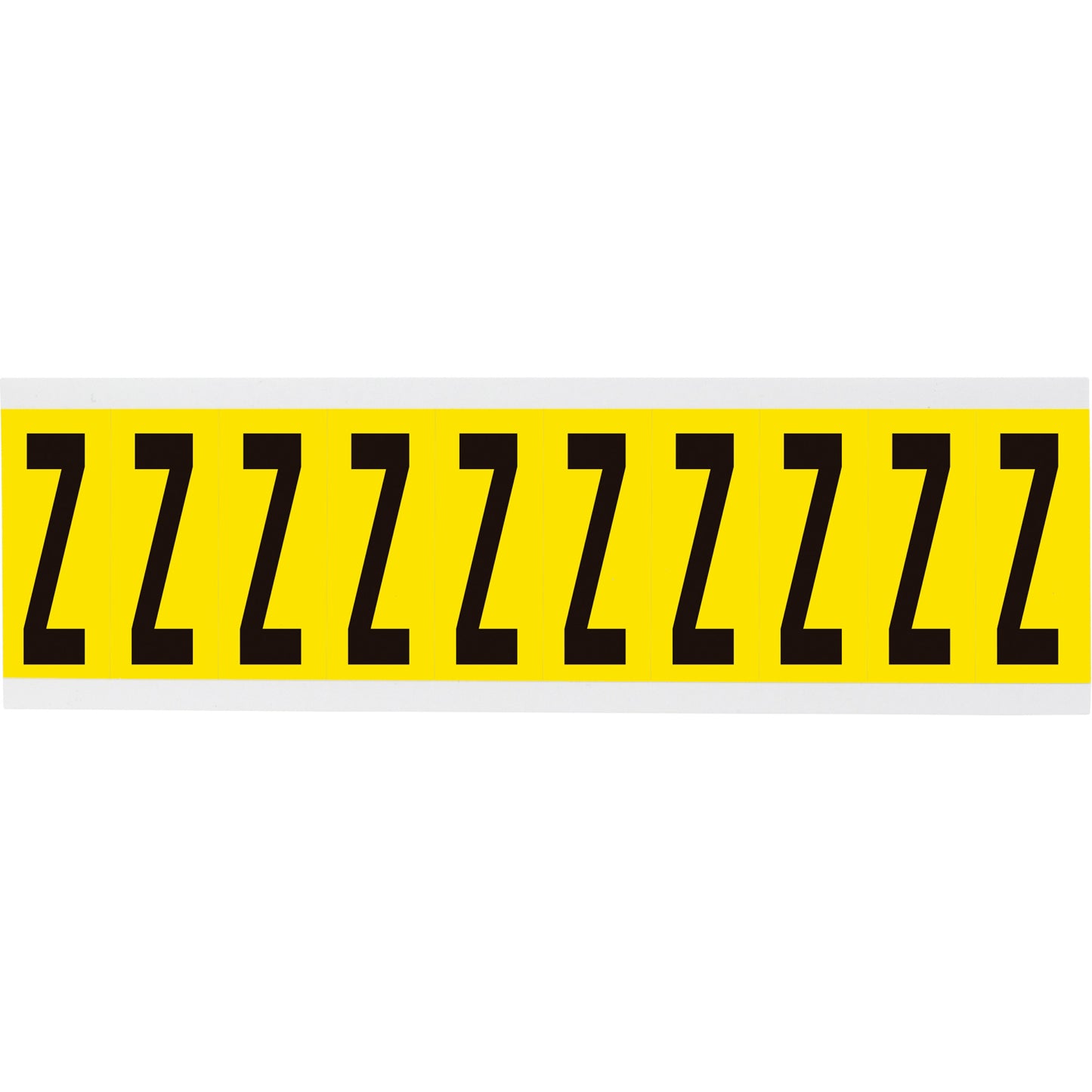 Brady Repositionable Individual Number & Letter Labels, Z, 2" H, Black on Yellow