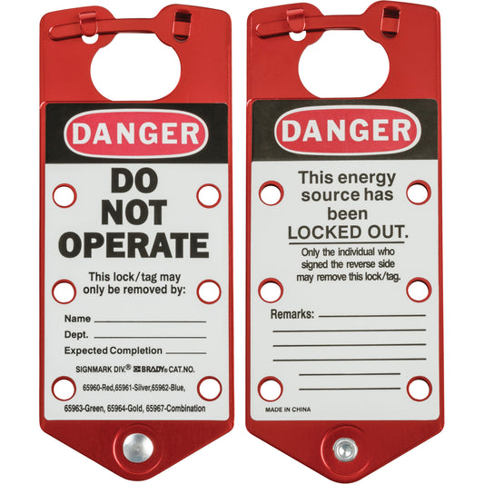 Brady Labeled Lockout Hasp, Red