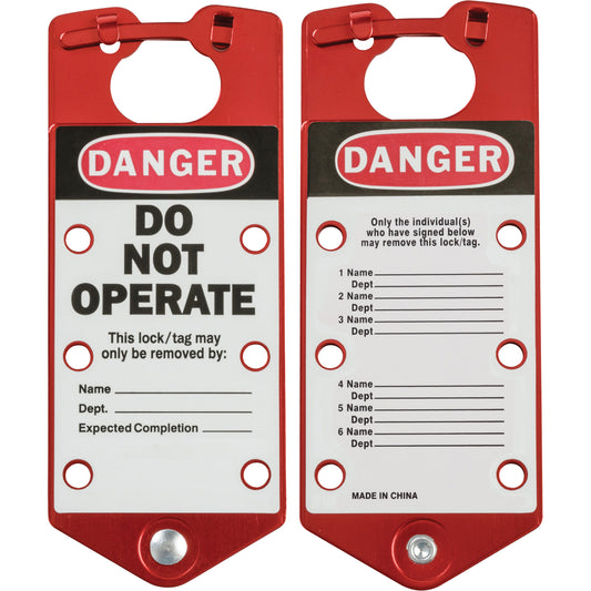 Brady Labeled Lockout Hasps, Red