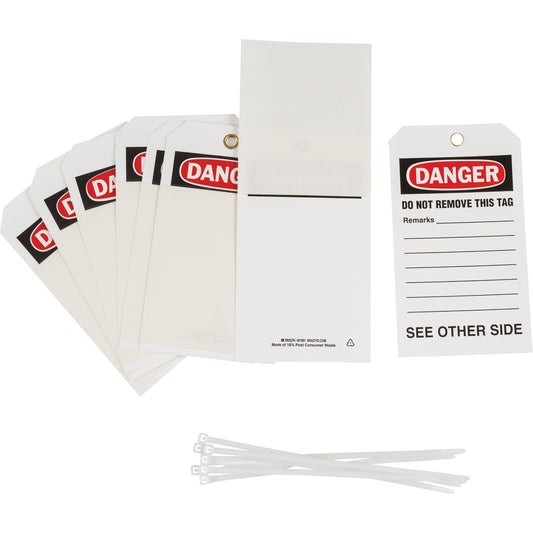 Brady Self-Laminating "Danger" Tags, Polyester, 4" W x 7" H, English