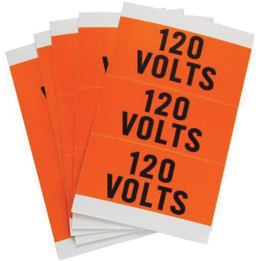 Brady Porta-Pack "120 Volts" Labels, Cloth, 3.25" L x 0.5625" H, Orange