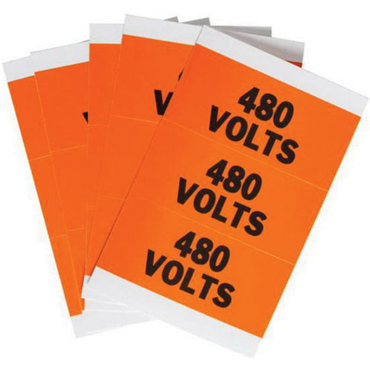 Brady Porta-Pack "480 Volts" Labels, Cloth, 3.25" L x 0.536" H, Orange
