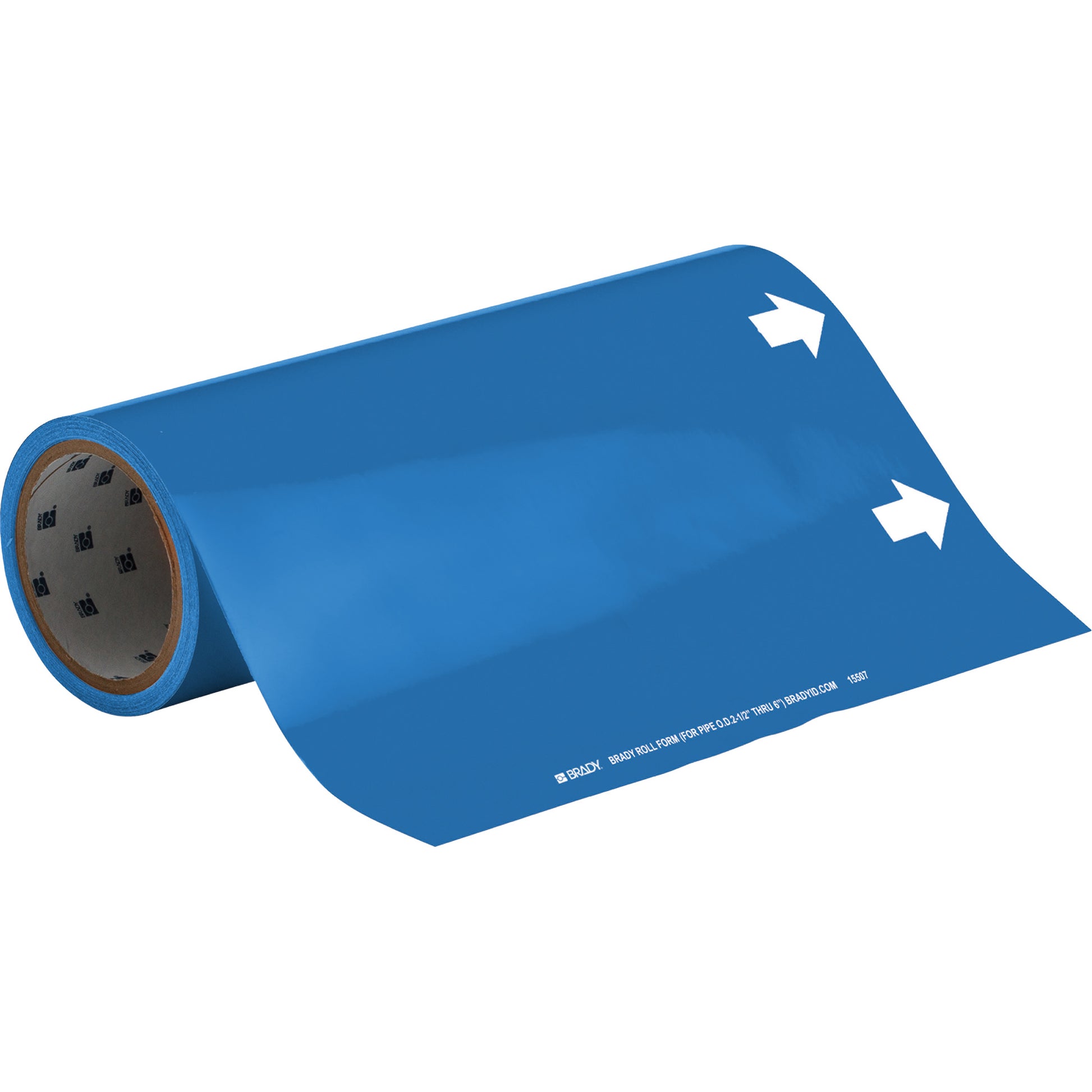 Brady Blank with Arrow Roll Form Pipe Markers, Self-Adhesive, Cuttable H x 12" W, White on Blue