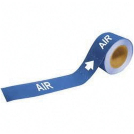 Brady "Air" Directional Pipe Markers, Self-Adhesive, 1" H x 8" W, White on Blue