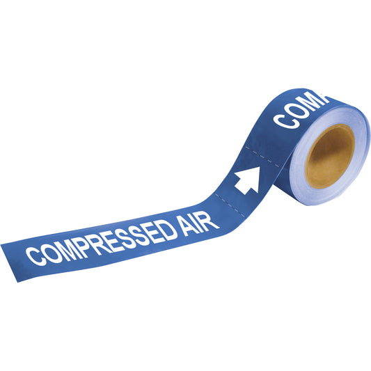 Brady "Compressed Air" Pipe Markers, Self-Adhesive, 1" H x 8" W, White on Blue