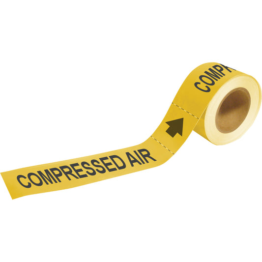 Brady "Compressed Air" Pipe Markers, Self-Adhesive, 1" H x 8" W, Black on Yellow
