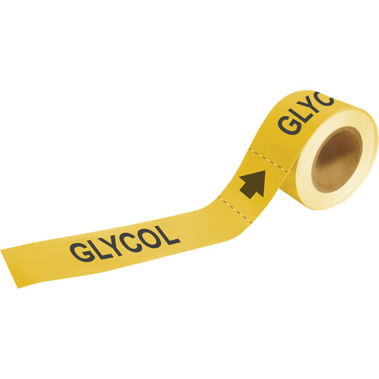 Brady "Glycol" Pipe Markers, Self-Adhesive, 1" H x 8" W, Black on Yellow