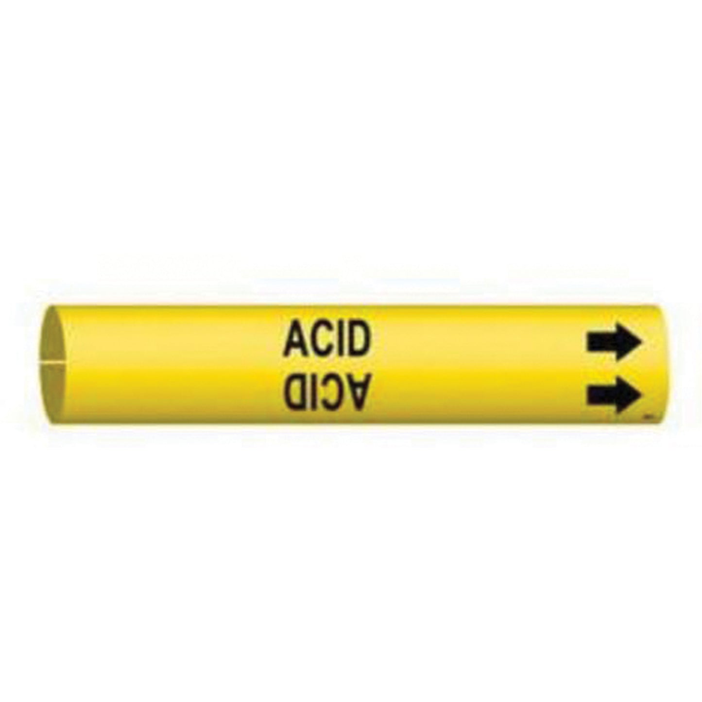 Brady "Acid" Pipe Marker, Snap-On, 2" H x 2" W, Black on Yellow