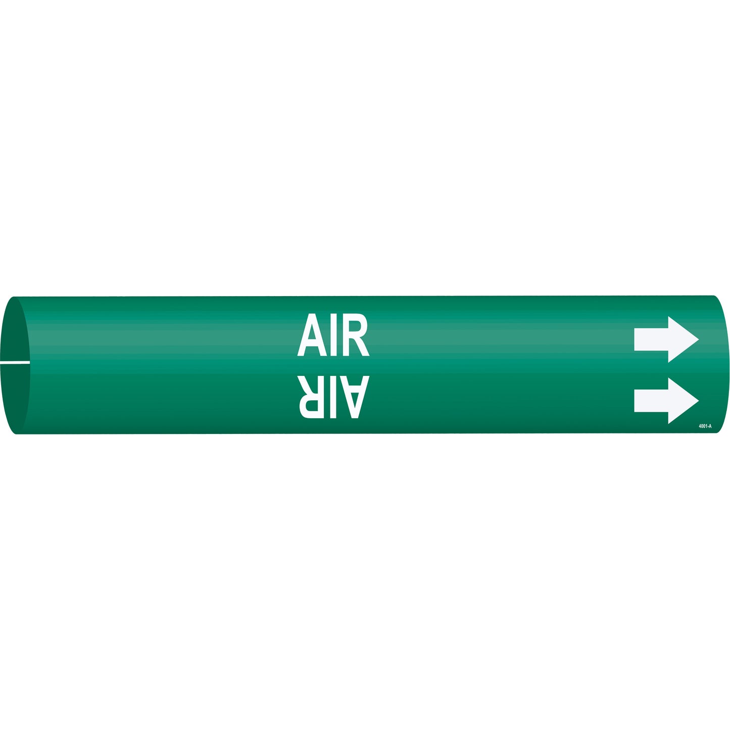 Brady "Air" Pipe Marker, Snap-On, 13/16" H x 13/16" W, White on Green