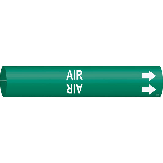 Brady "Air" Pipe Marker, Snap-On, 13/16" H x 13/16" W, White on Green