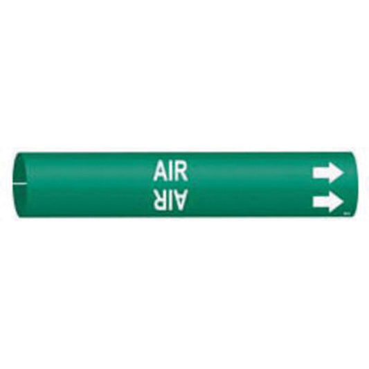 Brady "Air" Pipe Marker, Snap-On, 7/8" H x 7/8" W, White on Green