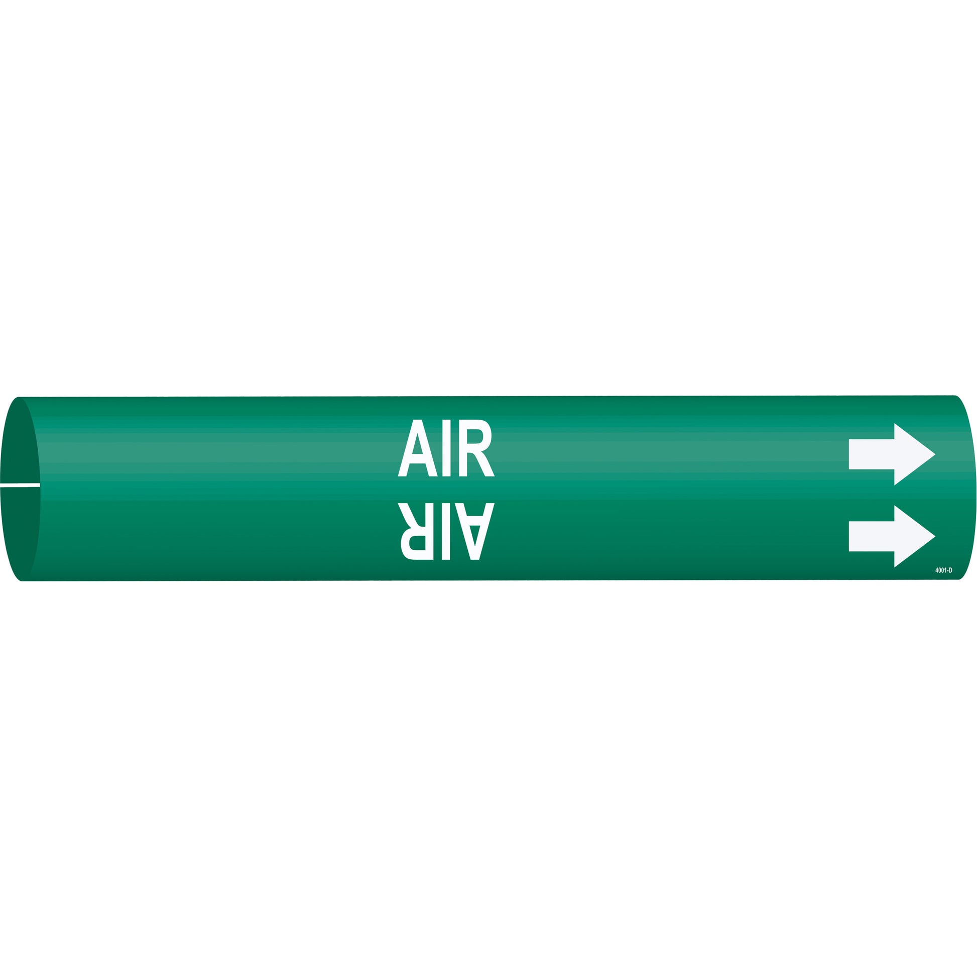 Brady "Air" Pipe Marker, Snap-On, 2-13/16" H x 2-13/16" W, White on Green