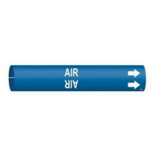 Brady "Air" Pipe Marker, Snap-On, 13/16" H x 13/16" W, White on Blue