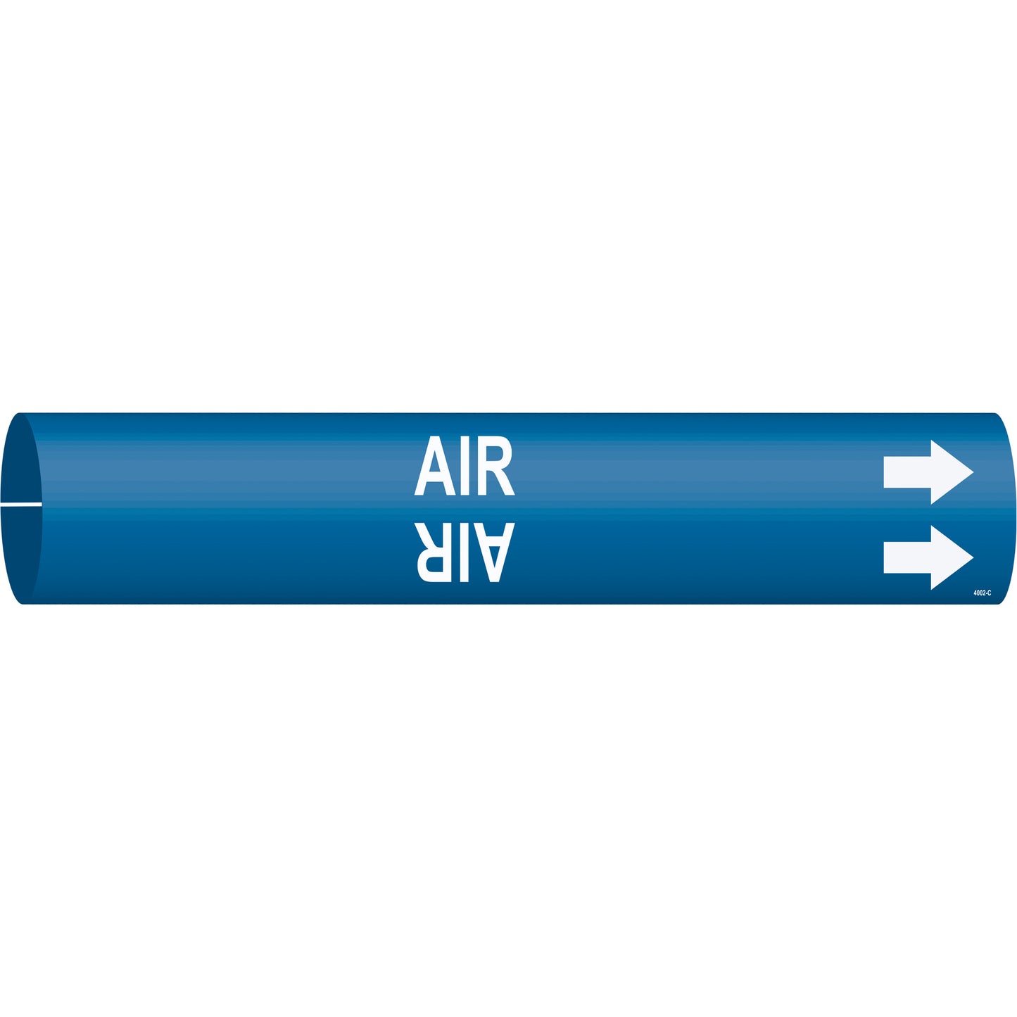 Brady "Air" Pipe Marker, Snap-On, 2" H x 2" W, White on Blue