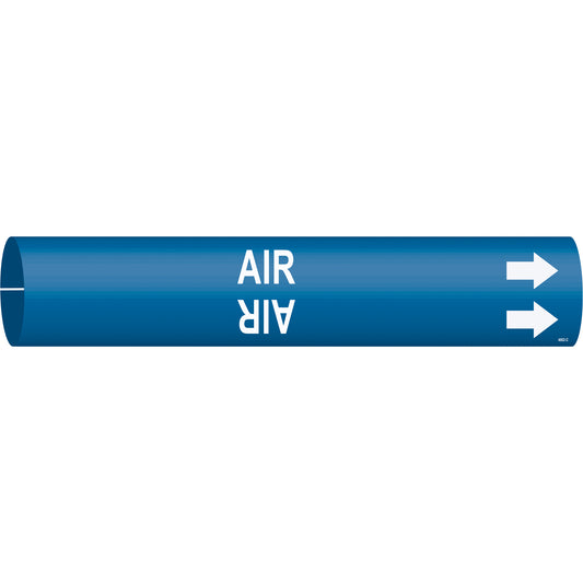 Brady "Air" Pipe Marker, Snap-On, 2" H x 2" W, White on Blue