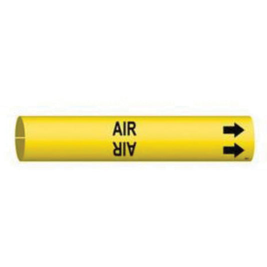 Brady "Air" Pipe Marker, Snap-On, 7/8" H x 7/8" W, Black on Yellow