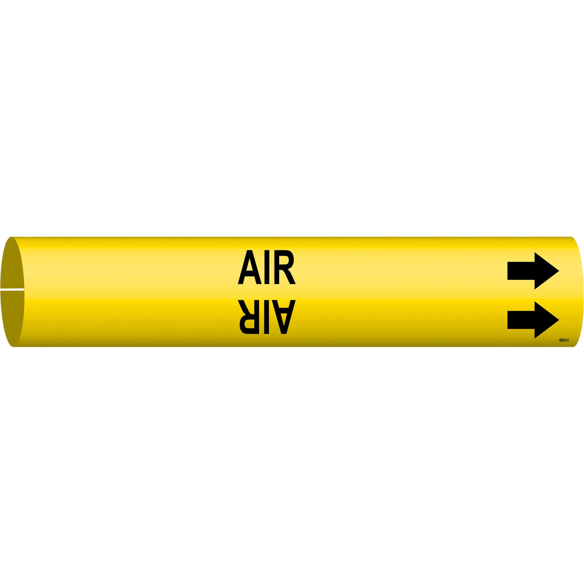 Brady "Air" Pipe Marker, Snap-On, 2" H x 2" W, Black on Yellow