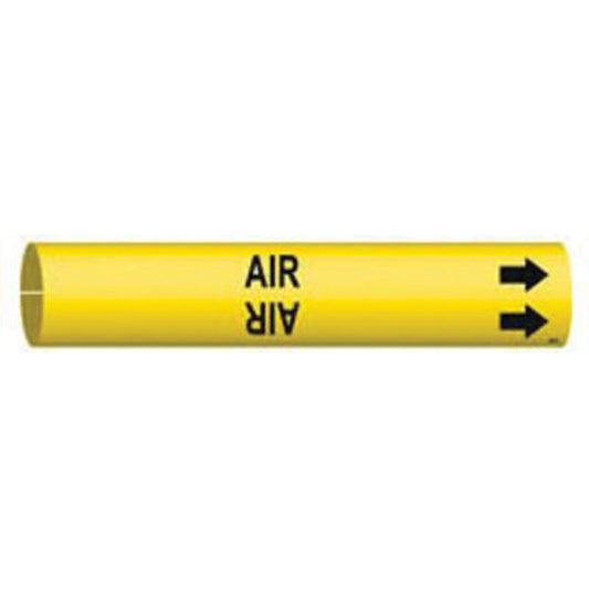 Brady "Air" Pipe Marker, Snap-On, 2-13/16" H x 2-13/16" W, Black on Yellow