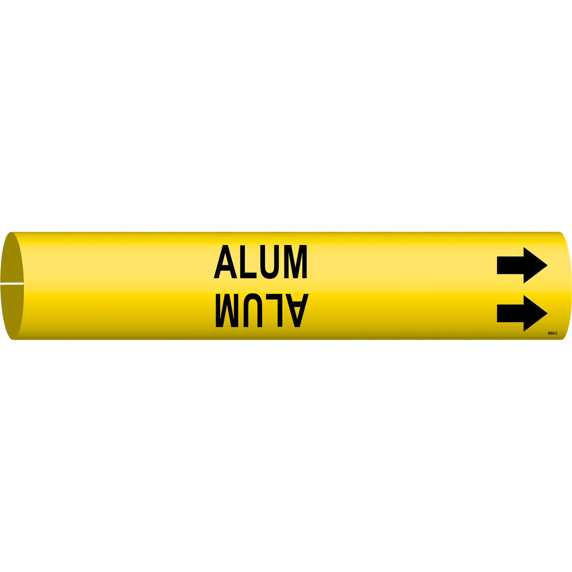 Brady "Alum" Pipe Marker, Snap-On, 2" H x 2" W, Black on Yellow