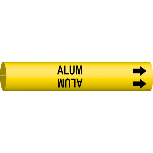 Brady "Alum" Pipe Marker, Snap-On, 2" H x 2" W, Black on Yellow