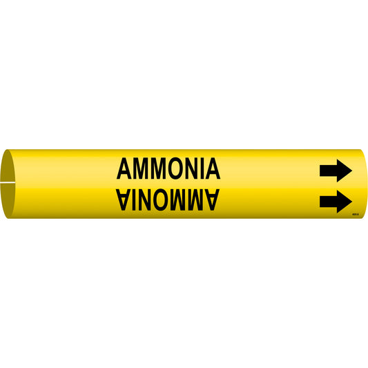 Brady "Ammonia" Pipe Marker, Snap-On, 7/8" H x 7/8" W, Black on Yellow