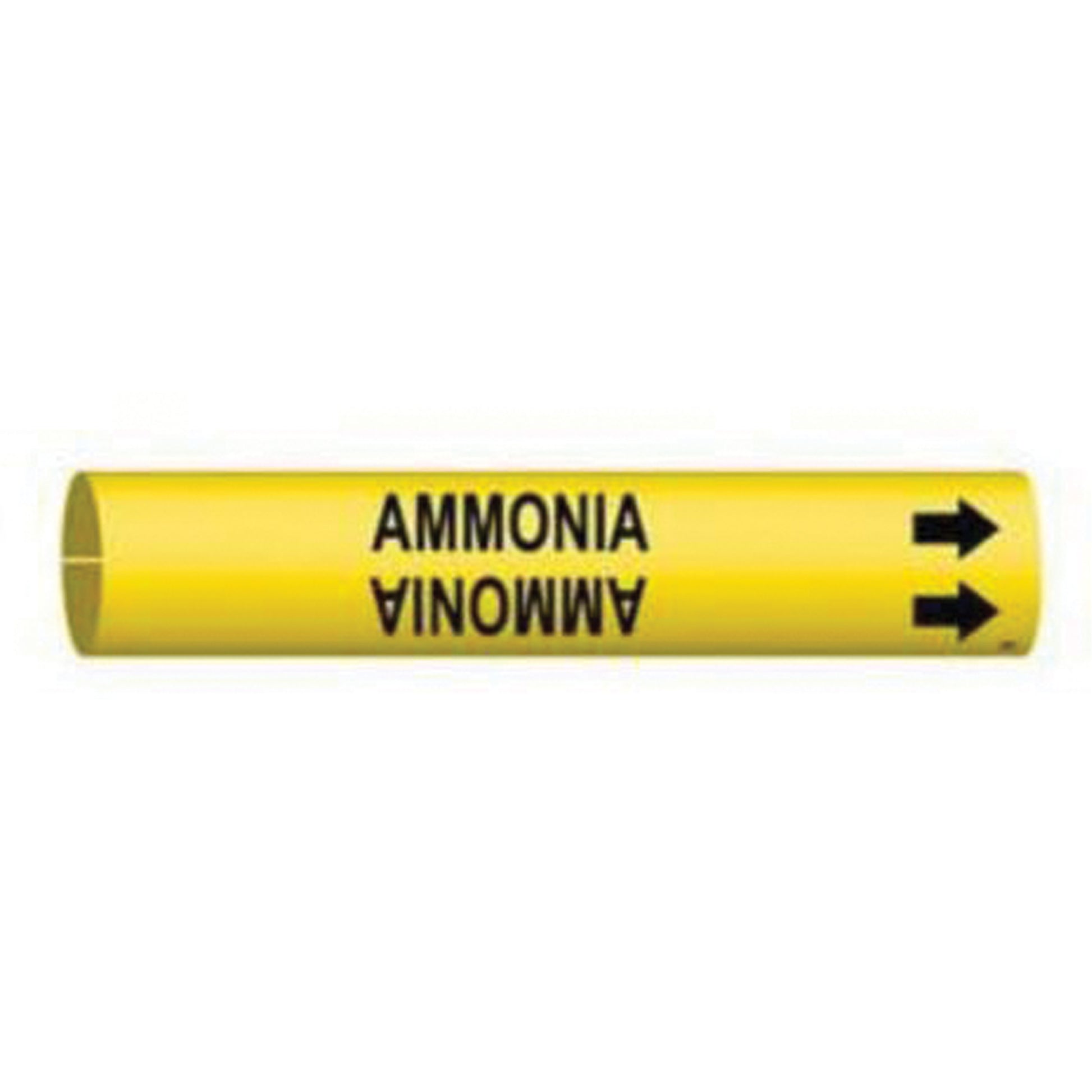 Brady "Ammonia" Pipe Marker, Snap-On, 2" H x 2" W, Black on Yellow