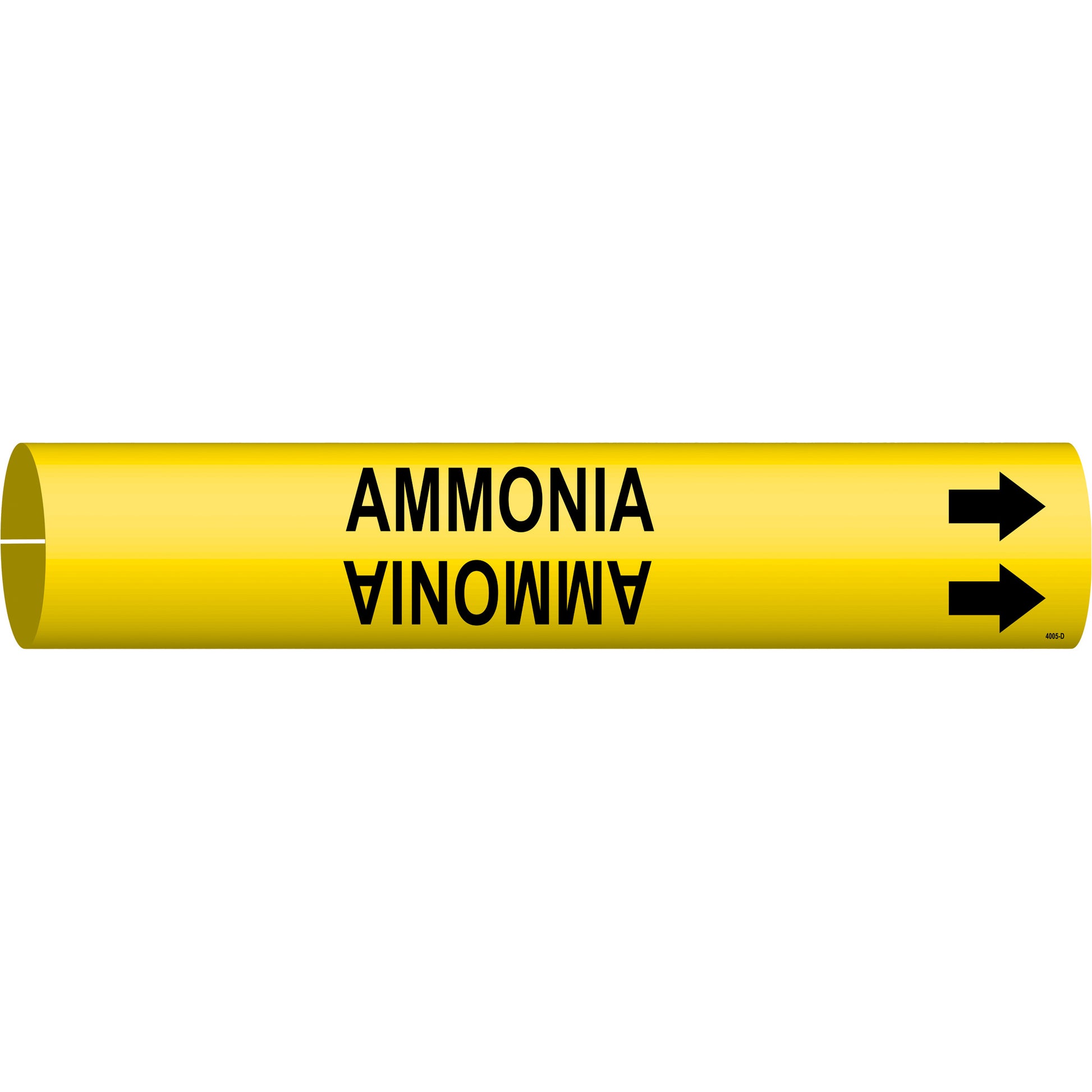 Brady "Ammonia" Pipe Marker, Snap-On, 2-13/16" H x 2-13/16" W, Black on Yellow