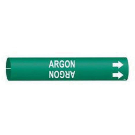 Brady "Argon" Pipe Marker, Snap-On, 13/16" H x 13/16" W, White on Green