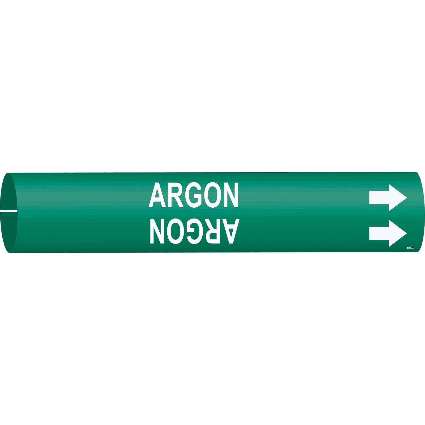 Brady "Argon" Pipe Marker, Snap-On, 2-13/16" H x 2-13/16" W, White on Green