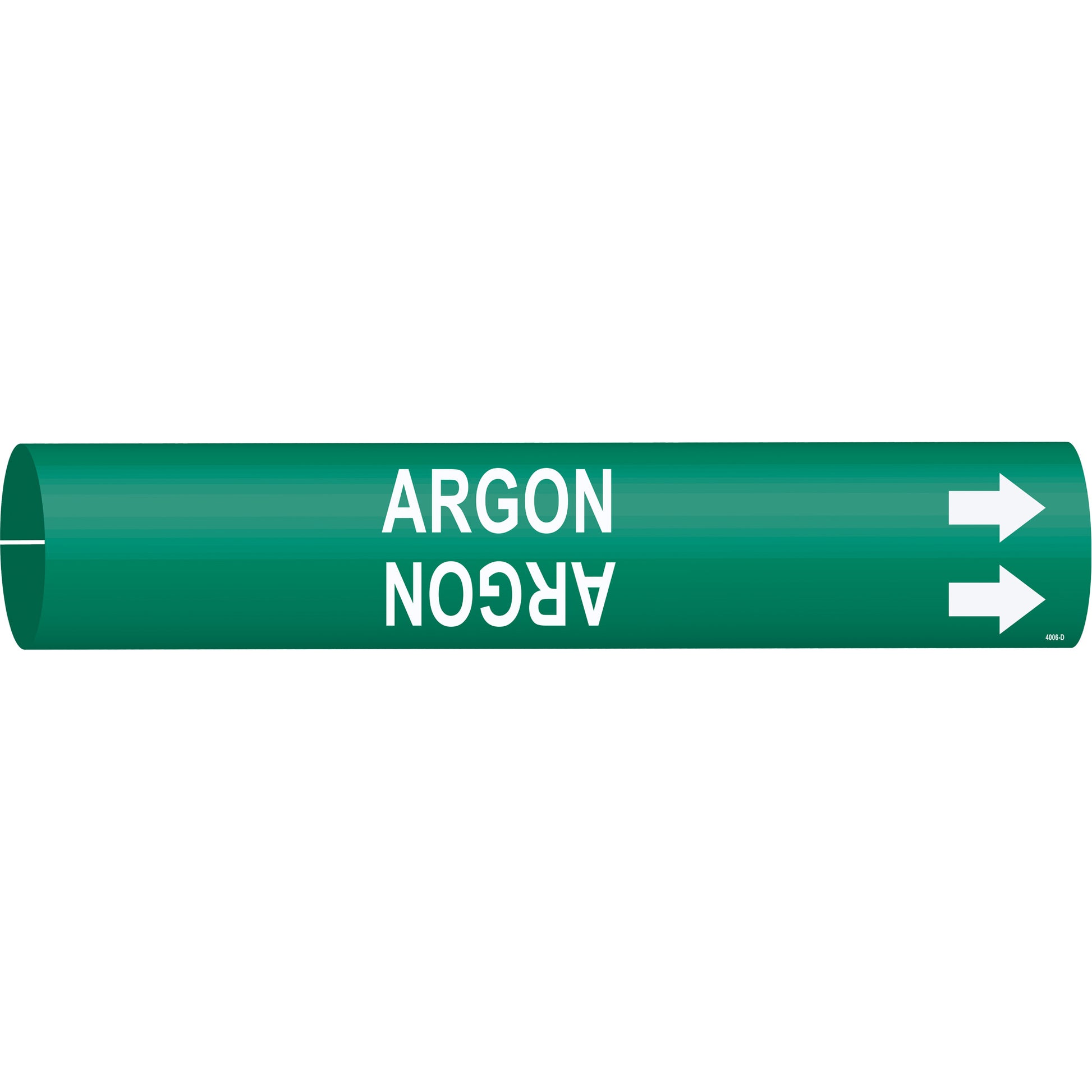 Brady "Argon" Pipe Marker, Snap-On, 2-13/16" H x 2-13/16" W, White on Green