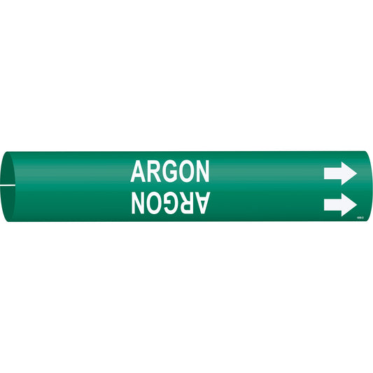 Brady "Argon" Pipe Marker, Snap-On, 2-13/16" H x 2-13/16" W, White on Green