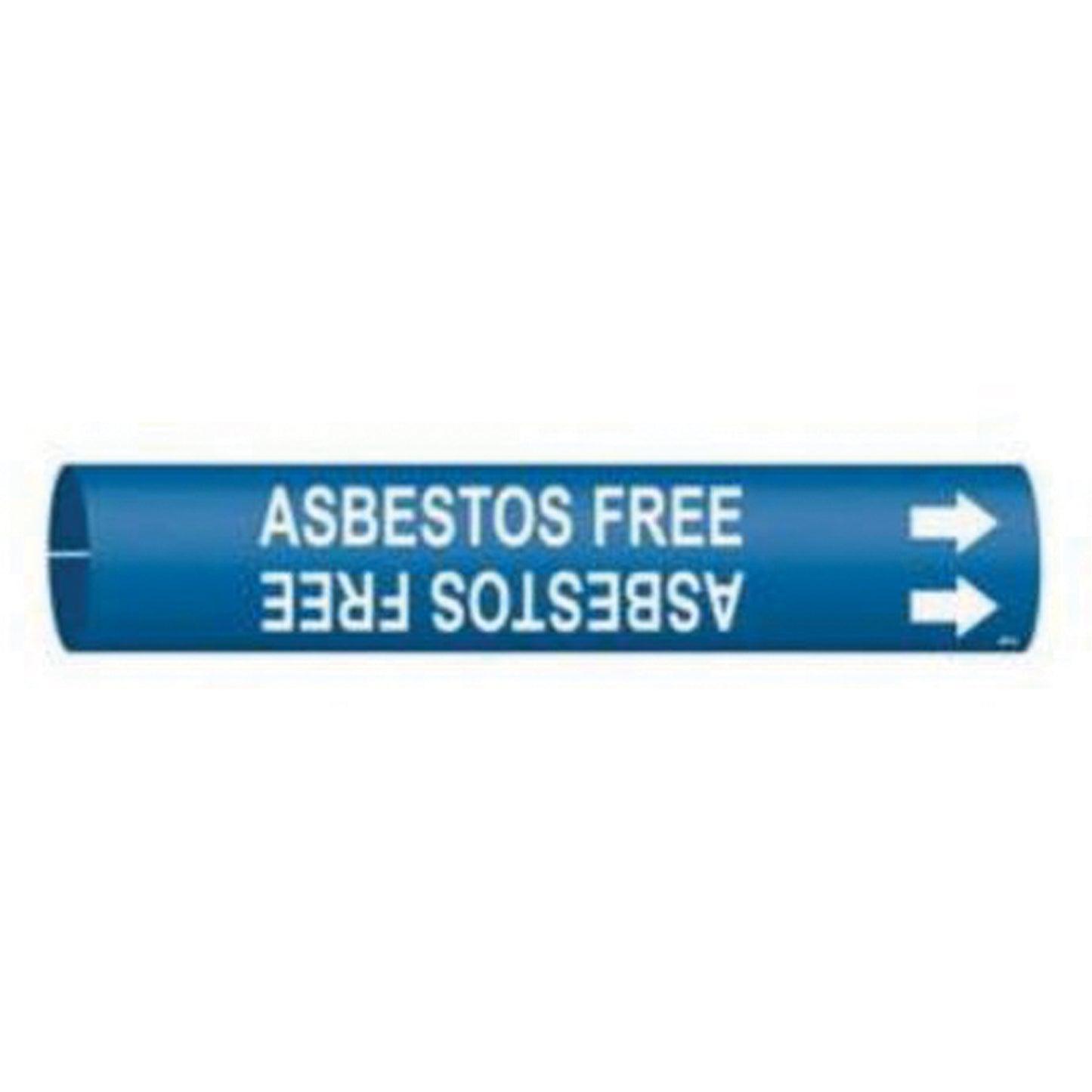 Brady "Asbestos Free" Pipe Marker, Snap-On, 7/8" H x 7/8" W, White on Blue