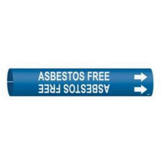 Brady "Asbestos Free" Pipe Marker, Snap-On, 7/8" H x 7/8" W, White on Blue