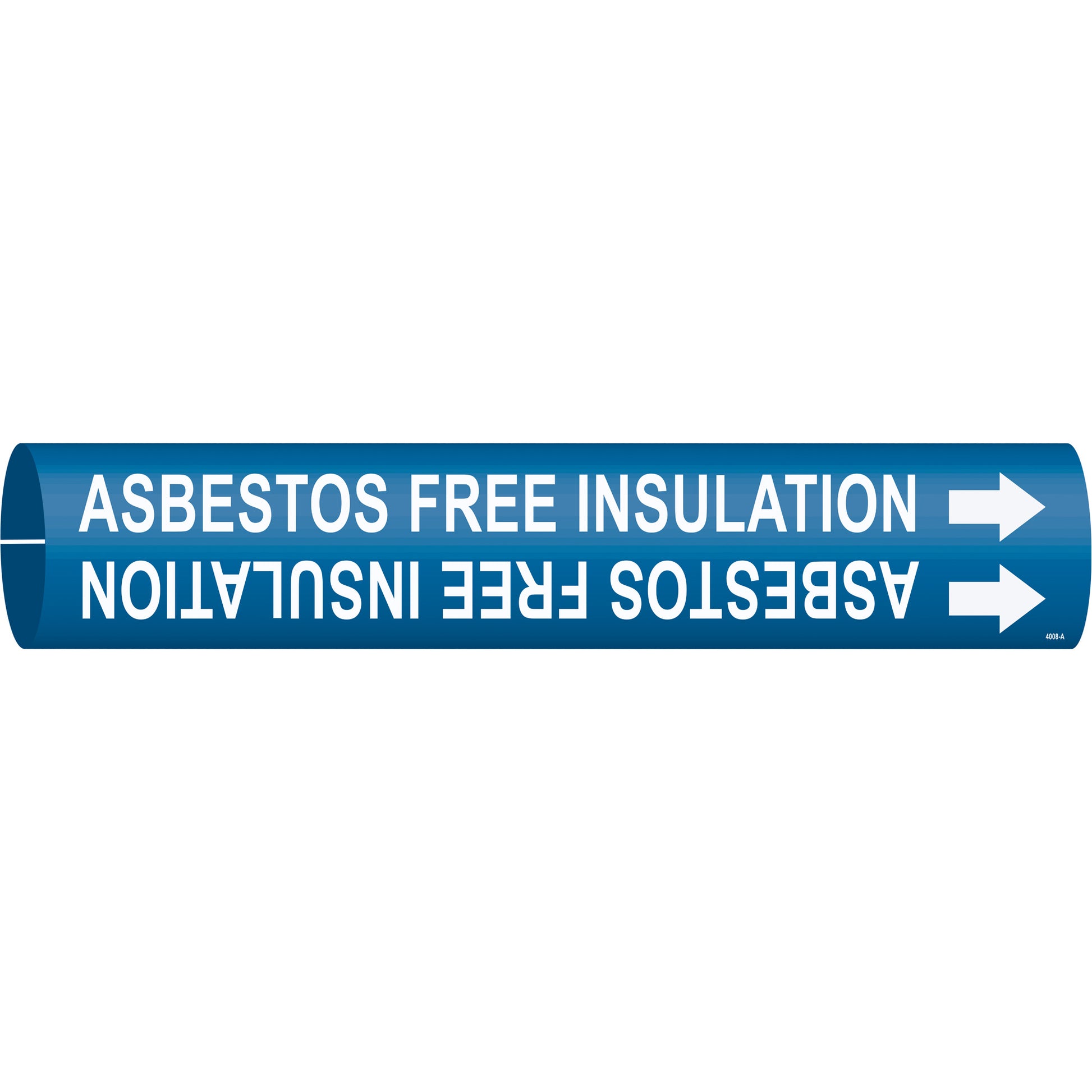 Brady "Asbestos Free Insulation" Pipe Marker, Snap-On, 13/16" H x 13/16" W, White on Blue