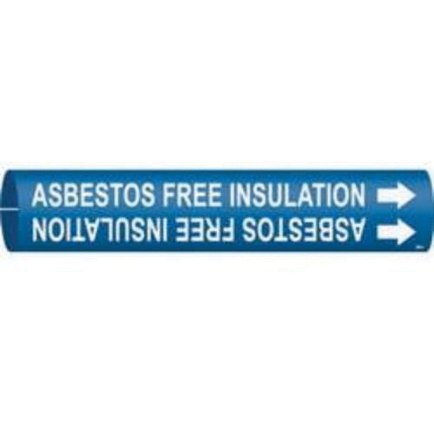 Brady "Asbestos Free Insulation" Pipe Marker, Snap-On, 2" H x 2" W, White on Blue