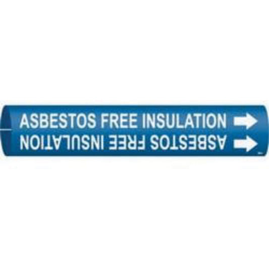 Brady "Asbestos Free Insulation" Pipe Marker, Snap-On, 2" H x 2" W, White on Blue