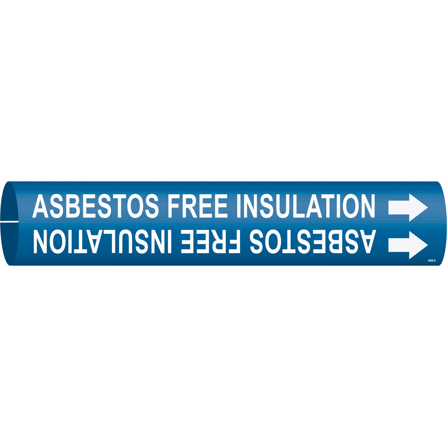 Brady "Asbestos Free Insulation" Pipe Marker, Snap-On, 2-13/16" H x 2-13/16" W, White on Blue