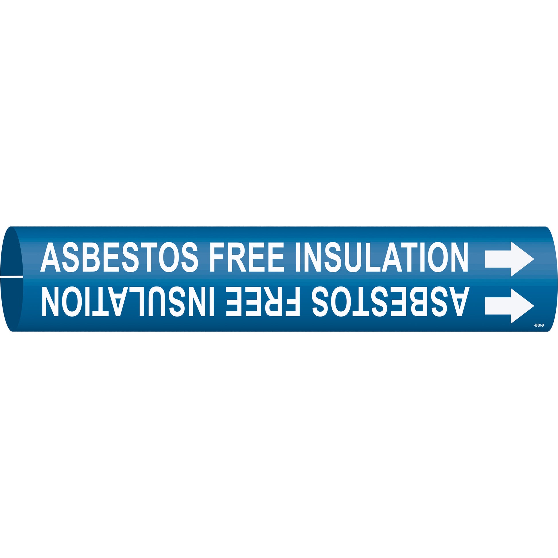 Brady "Asbestos Free Insulation" Pipe Marker, Snap-On, 2-13/16" H x 2-13/16" W, White on Blue