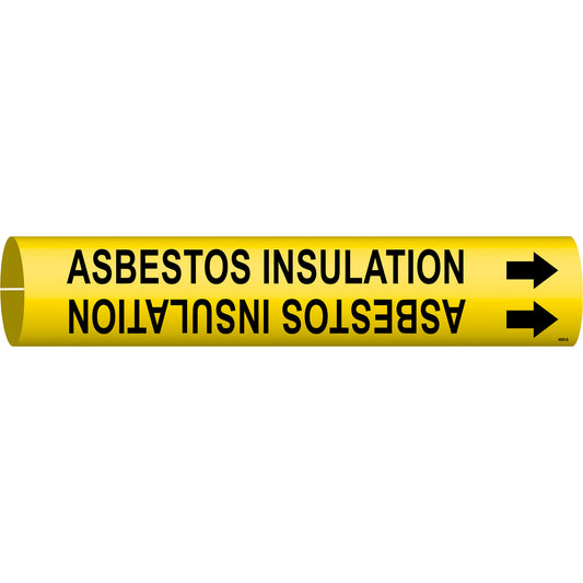 Brady "Asbestos Insulation" Pipe Marker, Snap-On, 7/8" H x 7/8" W, Black on Yellow